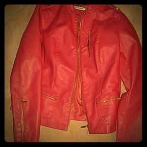 A pink leather jacket